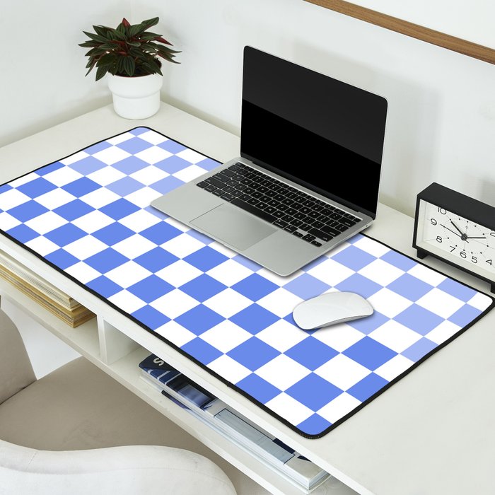 Blue Gradient Checkered Check Checkerboard Pattern Desk Mat Gallery Image 2