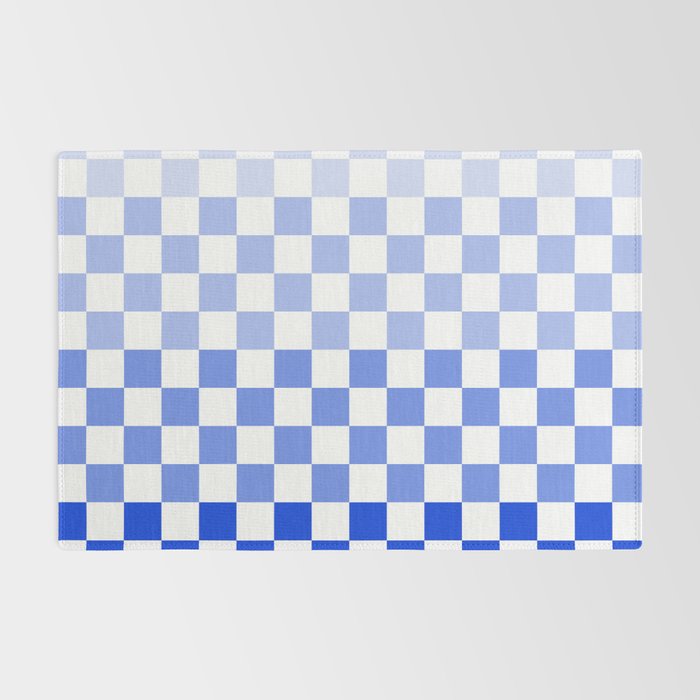 Blue Gradient Checkered Check Checkerboard Pattern Rug Gallery Image 2