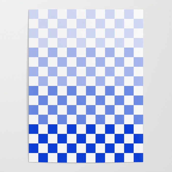 Blue Gradient Checkered Check Checkerboard Pattern Poster Gallery Image 4