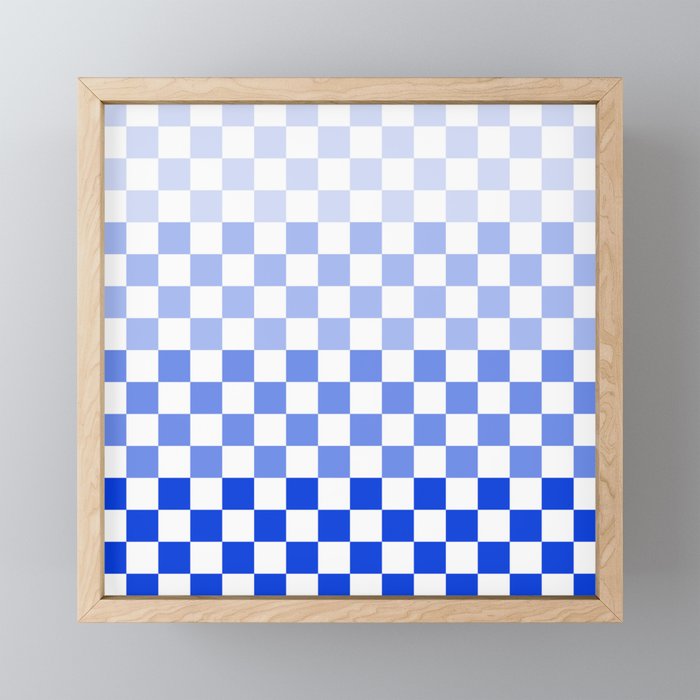 Blue Gradient Checkered Check Checkerboard Pattern Mini Art Print Gallery Image 1