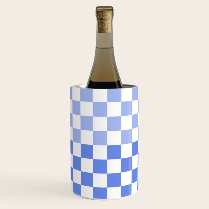 Blue Gradient Checkered Check Checkerboard Pattern Wine Chiller Gallery Image 3