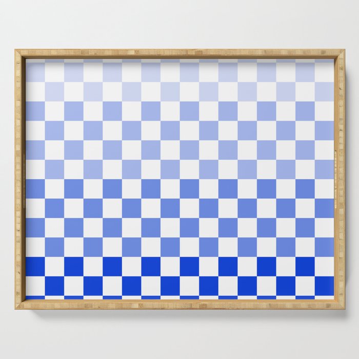 Blue Gradient Checkered Check Checkerboard Pattern Serving Tray Gallery Image 1