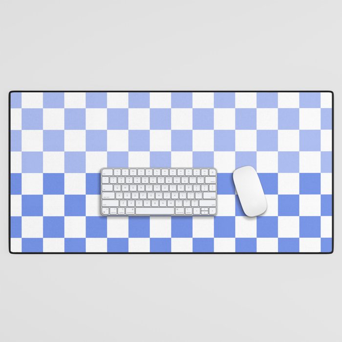 Blue Gradient Checkered Check Checkerboard Pattern Desk Mat Gallery Image 1