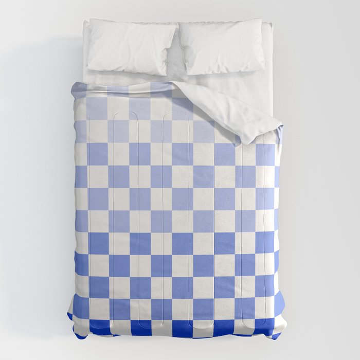 Blue Gradient Checkered Check Checkerboard Pattern Comforter Gallery Image 6