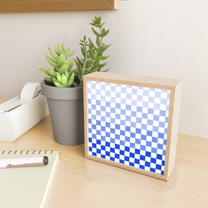 Blue Gradient Checkered Check Checkerboard Pattern Mini Art Print Gallery Image 2