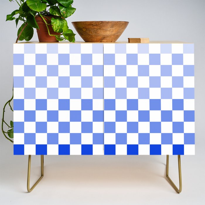 Blue Gradient Checkered Check Checkerboard Pattern Credenza Gallery Image 1