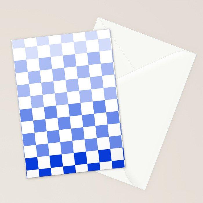 Blue Gradient Checkered Check Checkerboard Pattern Stationery Card Gallery Image 2