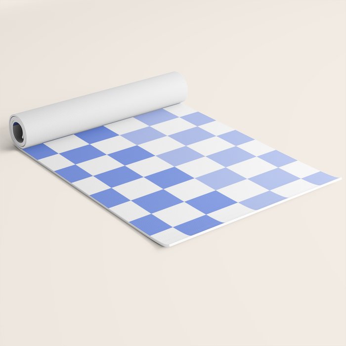 Blue Gradient Checkered Check Checkerboard Pattern Yoga Mat Gallery Image 2