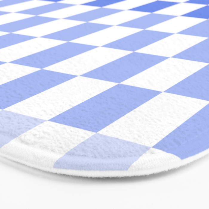 Blue Gradient Checkered Check Checkerboard Pattern Bath Mat Gallery Image 3
