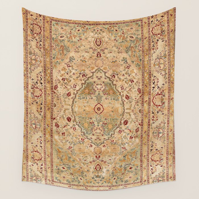 Silk Tabriz Azerbaijan Northwest Persian Rug Print Wall Tapestry Gallery Image 1