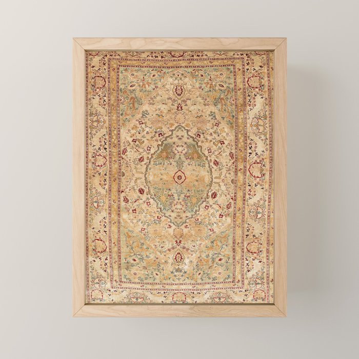 Silk Tabriz Azerbaijan Northwest Persian Rug Print Mini Art Print Gallery Image 1