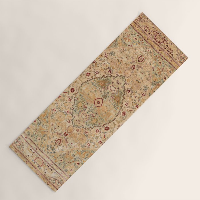 Silk Tabriz Azerbaijan Northwest Persian Rug Print Yoga Mat Gallery Image 1