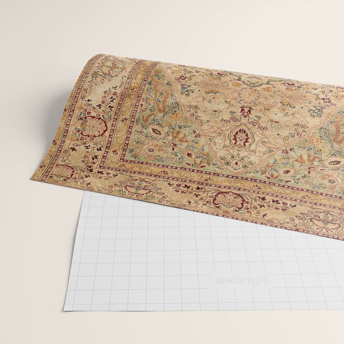 Silk Tabriz Azerbaijan Northwest Persian Rug Print Wrapping Paper Gallery Image 2