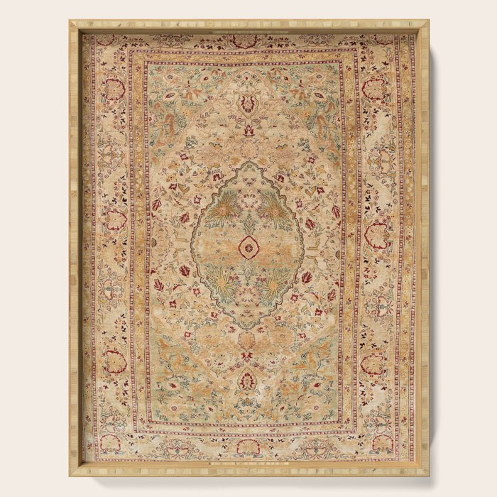Silk Tabriz Azerbaijan Northwest Persian Rug Print Serving Tray Gallery Image 1