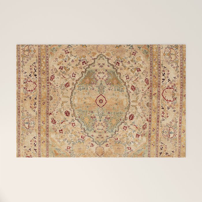 Silk Tabriz Azerbaijan Northwest Persian Rug Print Welcome Mat Gallery Image 1