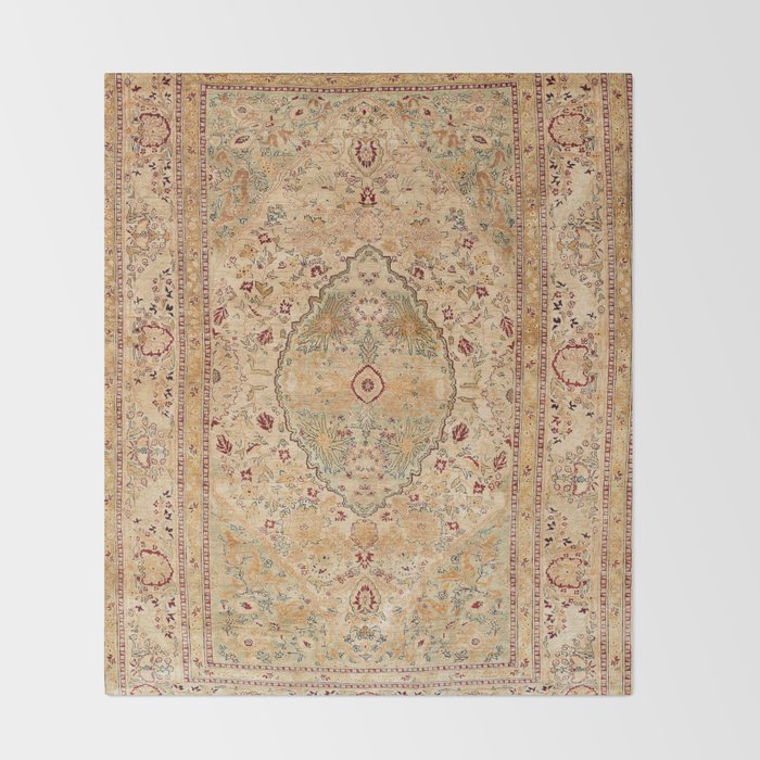 Silk Tabriz Azerbaijan Northwest Persian Rug Print Throw Blanket Gallery Image 2