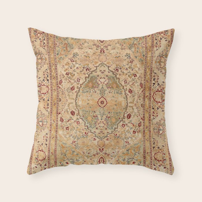 Silk Tabriz Azerbaijan Northwest Persian Rug Print Throw Pillow Gallery Image 6