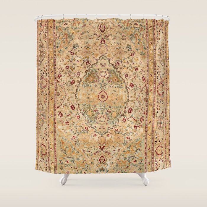 Silk Tabriz Azerbaijan Northwest Persian Rug Print Shower Curtain Gallery Image 1