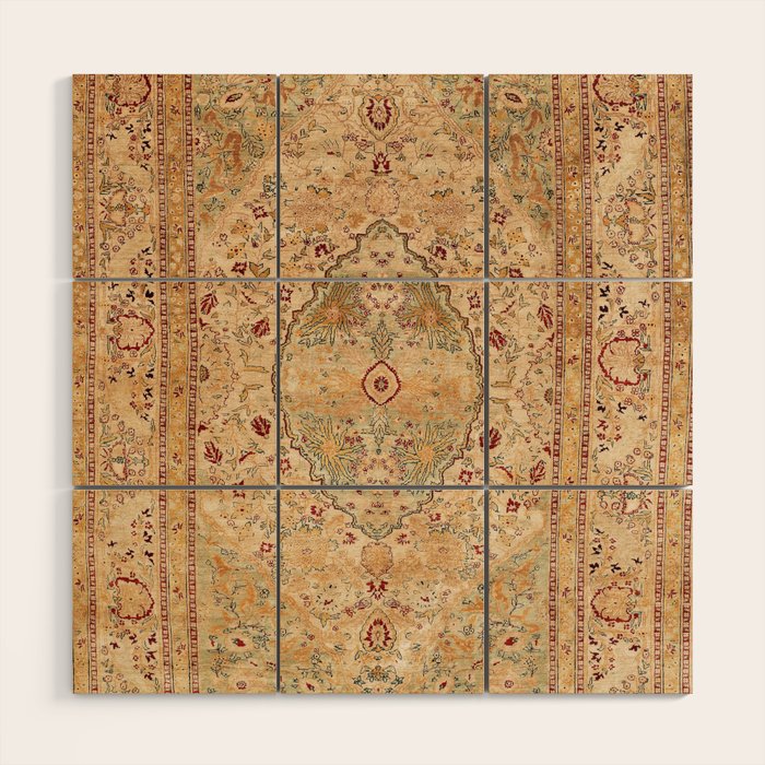 Silk Tabriz Azerbaijan Northwest Persian Rug Print Wood Wall Art Gallery Image 1