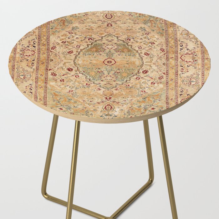 Silk Tabriz Azerbaijan Northwest Persian Rug Print Side Table Gallery Image 2
