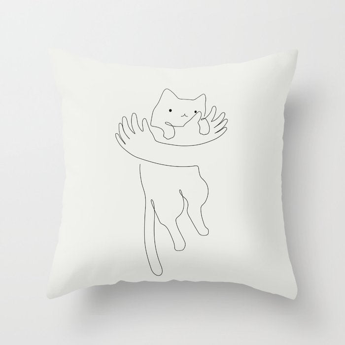 One Line Cat 2: Hug Throw Pillow Gallery Image 6