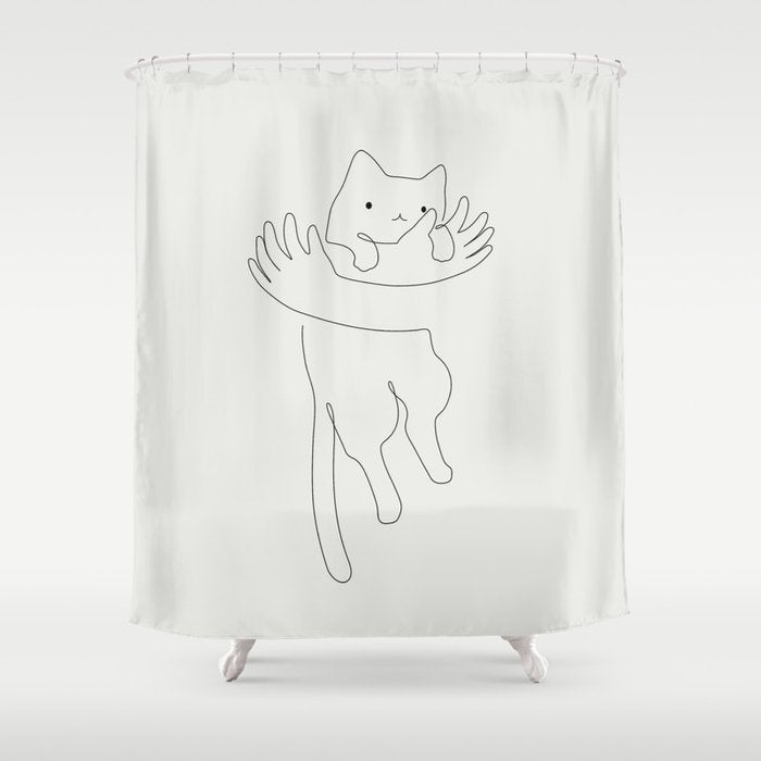 One Line Cat 2: Hug Shower Curtain Gallery Image 1