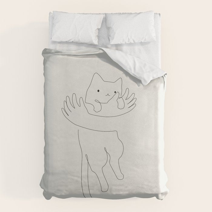 One Line Cat 2: Hug Duvet Cover Gallery Image 6
