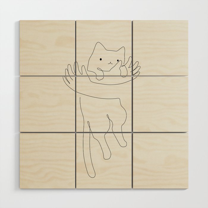 One Line Cat 2: Hug Wood Wall Art Gallery Image 1