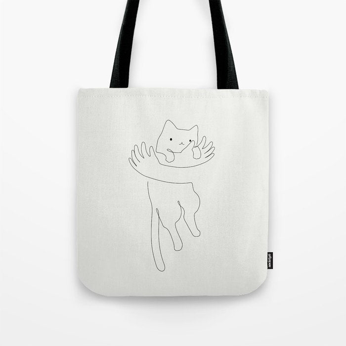 One Line Cat 2: Hug Tote Bag Gallery Image 1