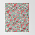 Mid-Century Ornaments in Red and Mint Throw Blanket Gallery Image 2