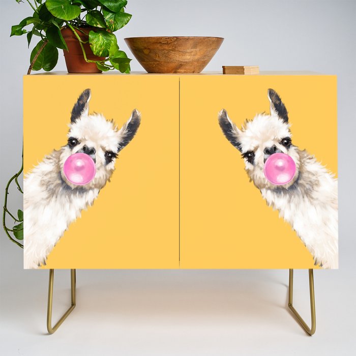 Bubble Gum Sneaky Llama in Yellow Credenza Gallery Image 1