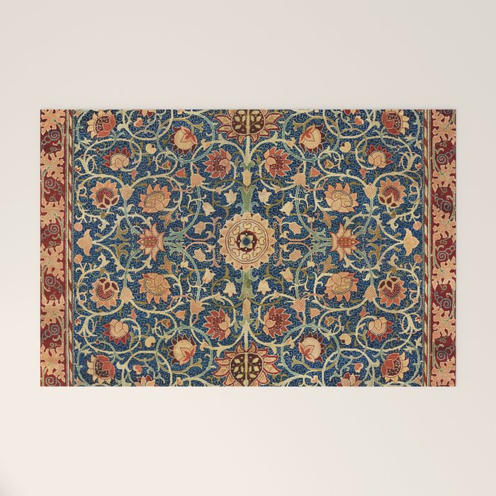 William Morris Floral Carpet Print Welcome Mat Gallery Image 1