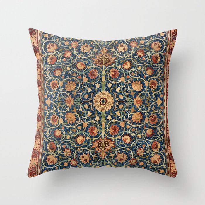 William Morris Floral Carpet Print Throw Pillow Gallery Image 1