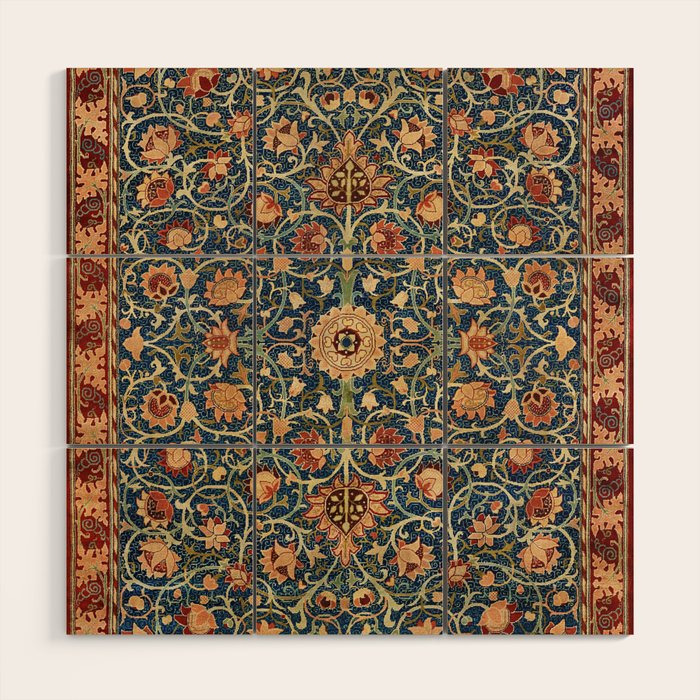 William Morris Floral Carpet Print Wood Wall Art Gallery Image 1