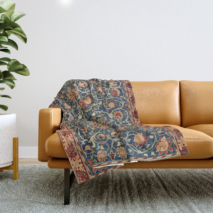 William Morris Floral Carpet Print Throw Blanket Gallery Image 1