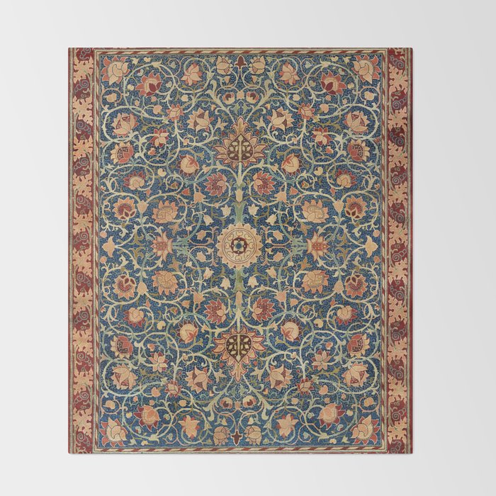 William Morris Floral Carpet Print Throw Blanket Gallery Image 2