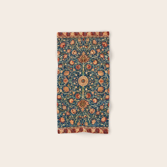 William Morris Floral Carpet Print Bath Towel Gallery Image 1