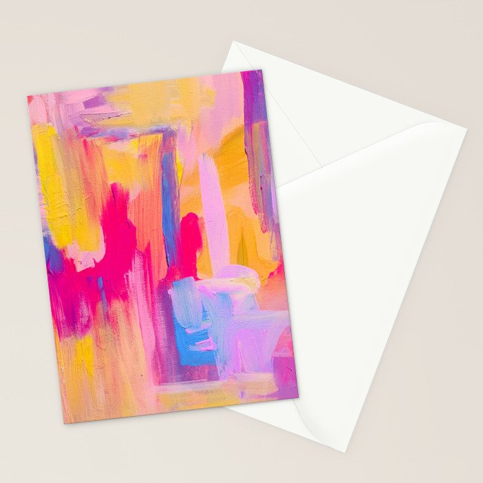 Summer Pink Pastel Abstract  Stationery Card Gallery Image 2