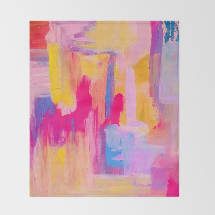 Summer Pink Pastel Abstract  Throw Blanket Gallery Image 2