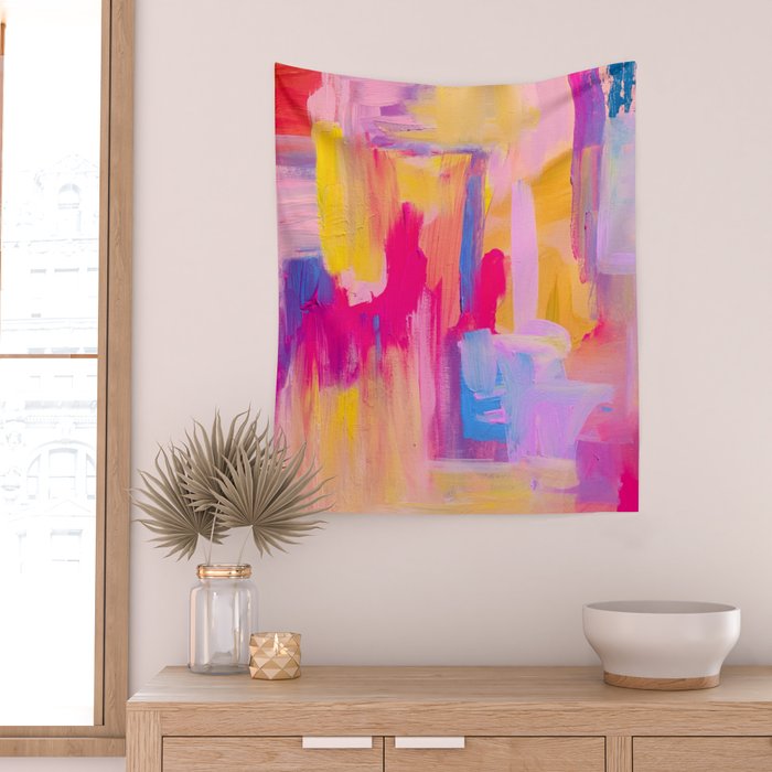 Summer Pink Pastel Abstract  Wall Tapestry Gallery Image 2