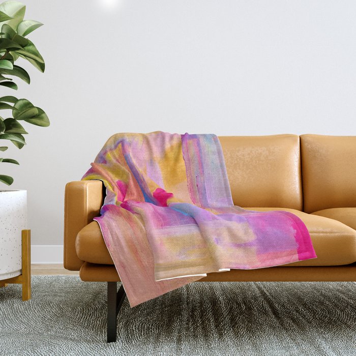 Summer Pink Pastel Abstract  Throw Blanket Gallery Image 1