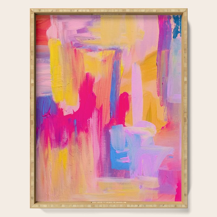 Summer Pink Pastel Abstract  Serving Tray Gallery Image 1