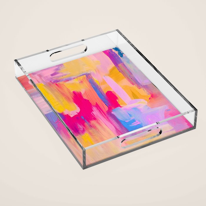 Summer Pink Pastel Abstract  Acrylic Tray Gallery Image 1