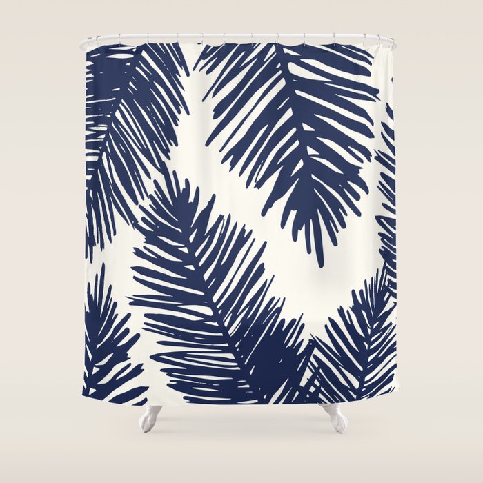 Tropical blue palms Shower Curtain Gallery Image 1