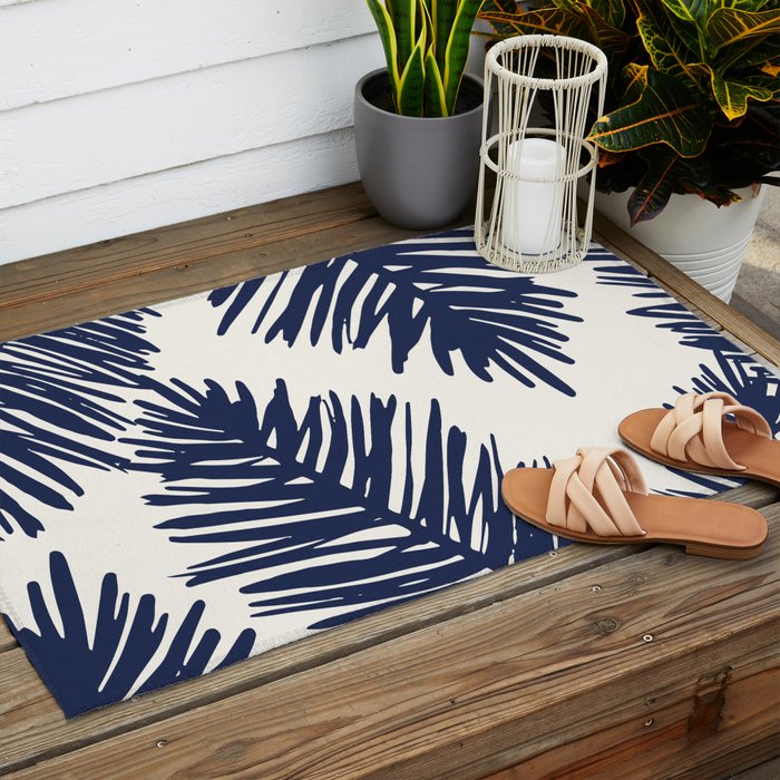 Tropical blue palms Outdoor Rug Gallery Image 2