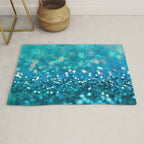 Teal turquoise blue shiny glitter print effect - Sparkle Luxury Backdrop Rug Gallery Image 1