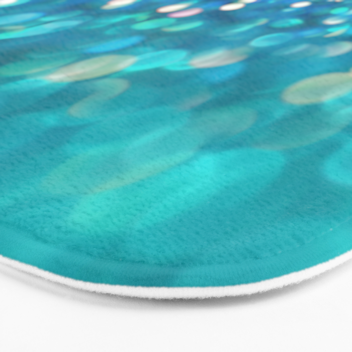 Teal turquoise blue shiny glitter print effect - Sparkle Luxury Backdrop Bath Mat Gallery Image 3