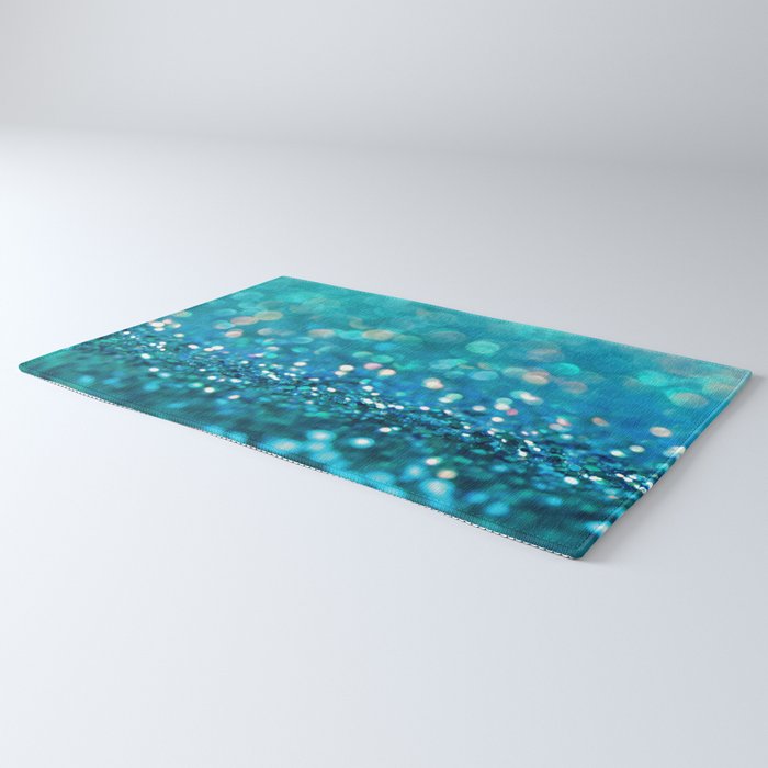 Teal turquoise blue shiny glitter print effect - Sparkle Luxury Backdrop Rug Gallery Image 3
