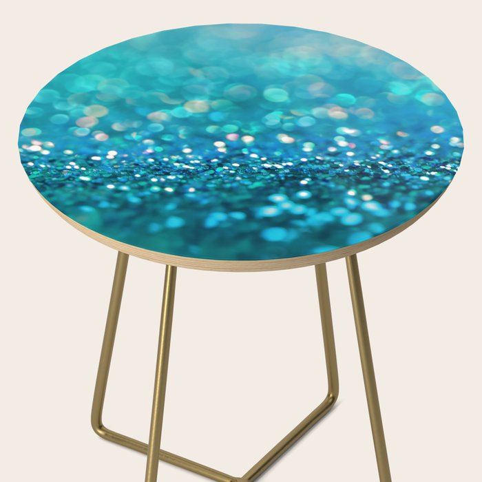 Teal turquoise blue shiny glitter print effect - Sparkle Luxury Backdrop Side Table Gallery Image 2