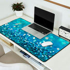 Teal turquoise blue shiny glitter print effect - Sparkle Luxury Backdrop Desk Mat Gallery Image 2